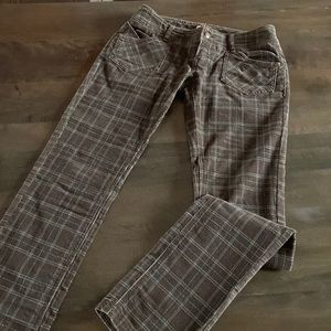 Women’s free people, low rise, straight leg, corduroy plaid pants